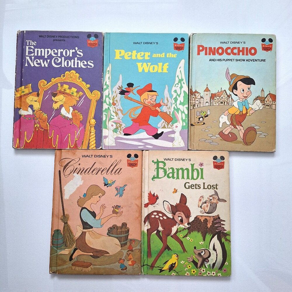 Vintage Disney Hard Cover Classic Storybooks Bundle of 5 Books